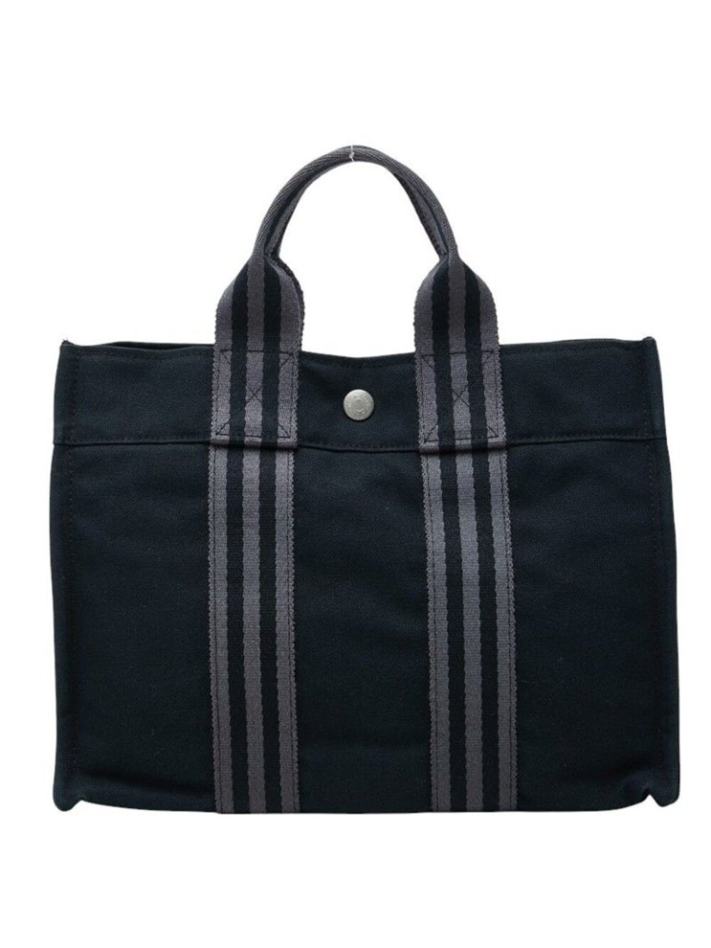Hermes Fourre Tout PM Tote Bag Black Silver Canvas